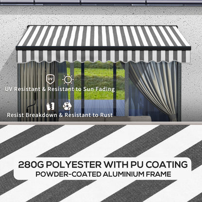 3 x 2m Electric Retractable Awning, Aluminium Frame, Grey & White