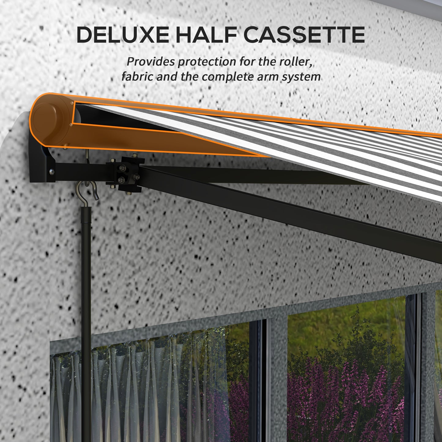 3 x 2m Electric Retractable Awning, Aluminium Frame, Grey & White