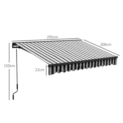 3 x 2m Electric Retractable Awning, Aluminium Frame, Grey & White