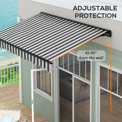 3 x 2m Electric Retractable Awning, Aluminium Frame, Grey & White
