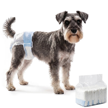 Disposable Dog Diapers Female, 48 Count Absorbent Dog Nappies, Puppy Sanitary Wraps Panties for Incontinence or Excitable Urination and Training, M, 24-41 cm