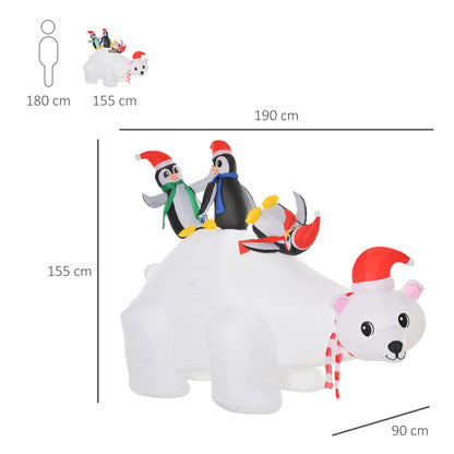5ft Christmas Inflatable Polar Bear Penguin Lighted Lawn Garden Decor