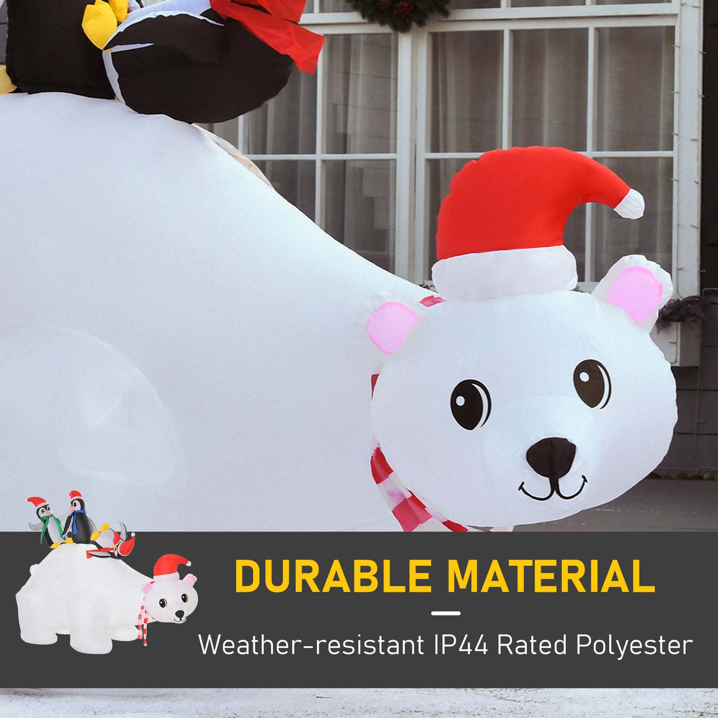 5ft Christmas Inflatable Polar Bear Penguin Lighted Lawn Garden Decor