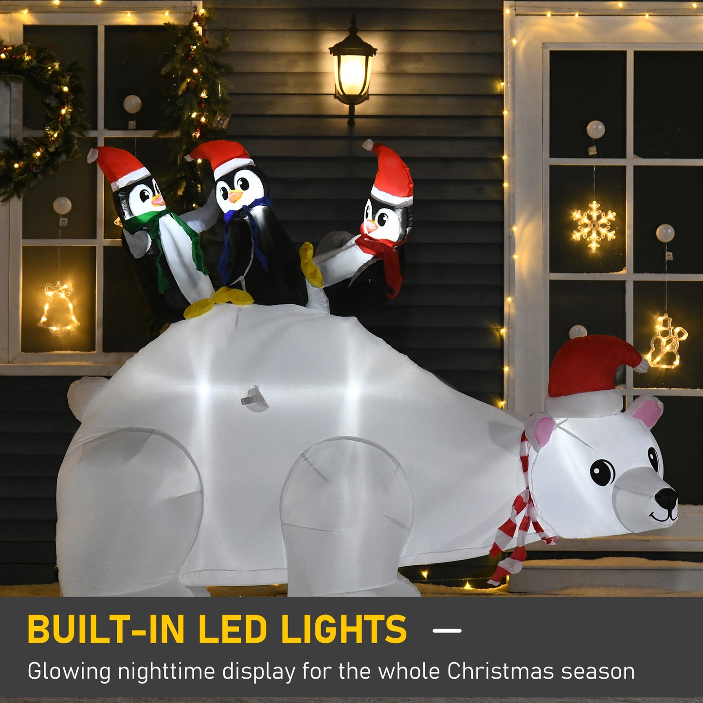 5ft Christmas Inflatable Polar Bear Penguin Lighted Lawn Garden Decor