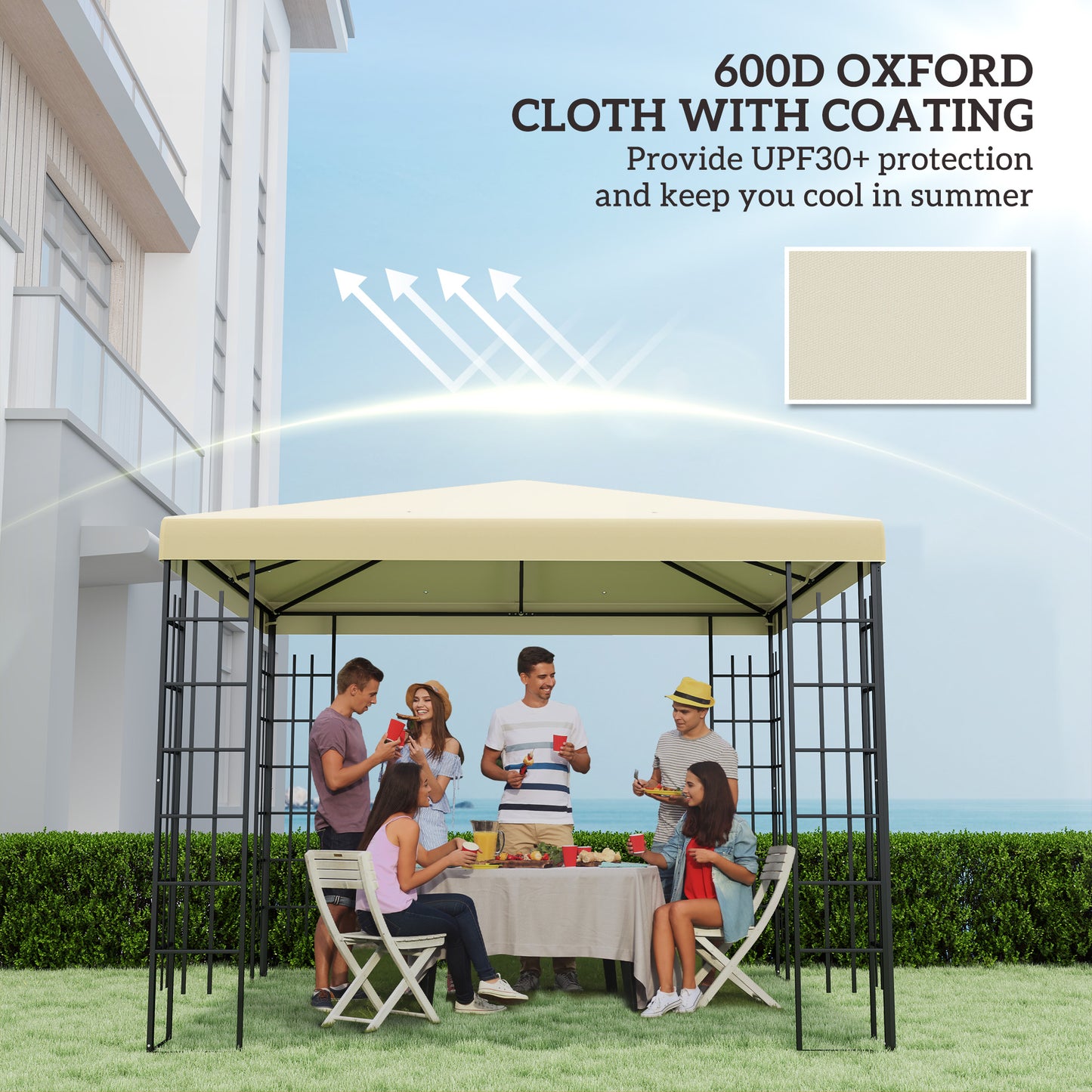 3 x 3(m) Gazebo Canopy Replacement Cover, UPF30+, Cream White
