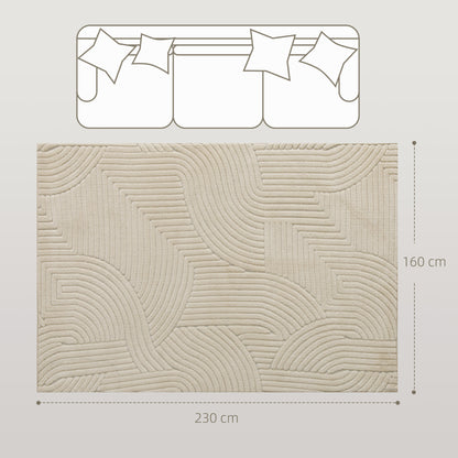 Modern Geometric Rug, Thick & Plush, Non-Slip, 230 x 160 cm – Cream