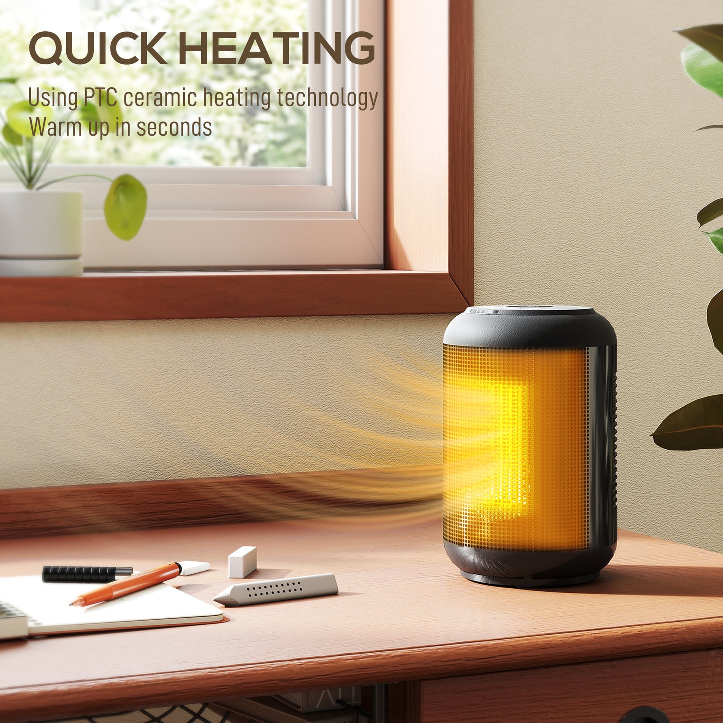 Ceramic Electric Heater, 1500W Fan Space Heater, Black