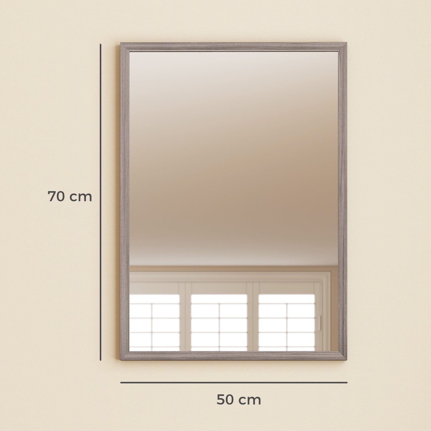 50 x 70 cm Wall Bathroom Mirror, Vanity Mirror, Grey