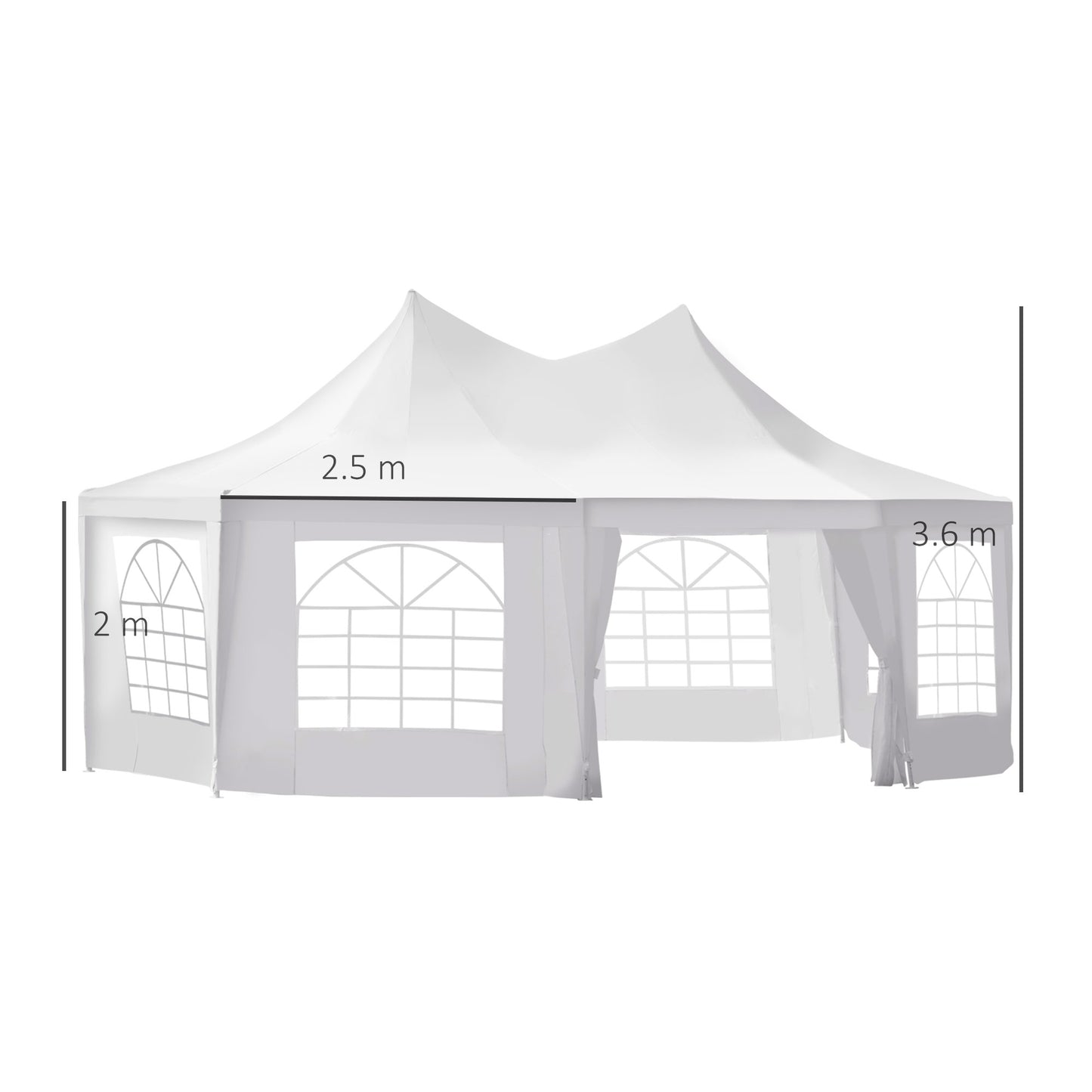 Outsunny 6.8x5M Octagonal Marquee, Heavy Duty Gazebo with Sides and 2 Doors, Party Tent Event Shelter, White