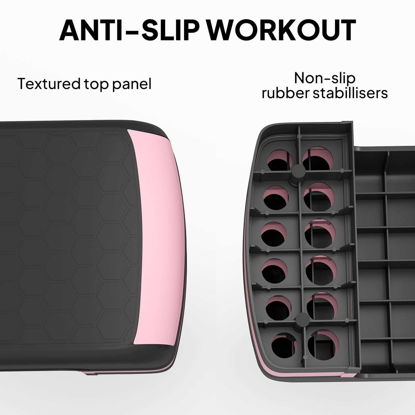 Aerobic Step Three-Level Adjustable Exercise Stepper, Black and Pink