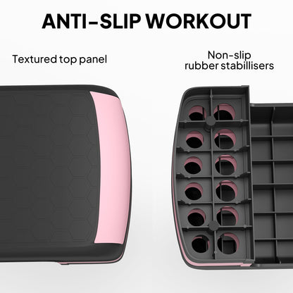 Aerobic Step Three-Level Adjustable Exercise Stepper, Black and Pink