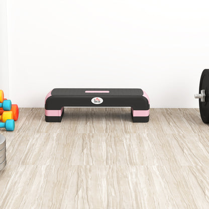 Aerobic Step Three-Level Adjustable Exercise Stepper, Black and Pink