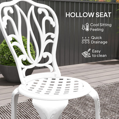 3 Piece Patio Bistro Set Outdoor Table Set with Umbrella Hole White