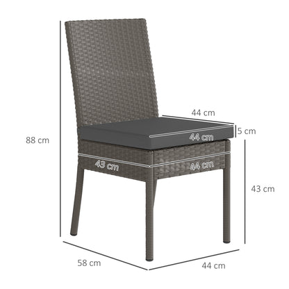 4 PCs Rattan Garden Chairs with Cushion, Wicker Dining Chairs, Grey