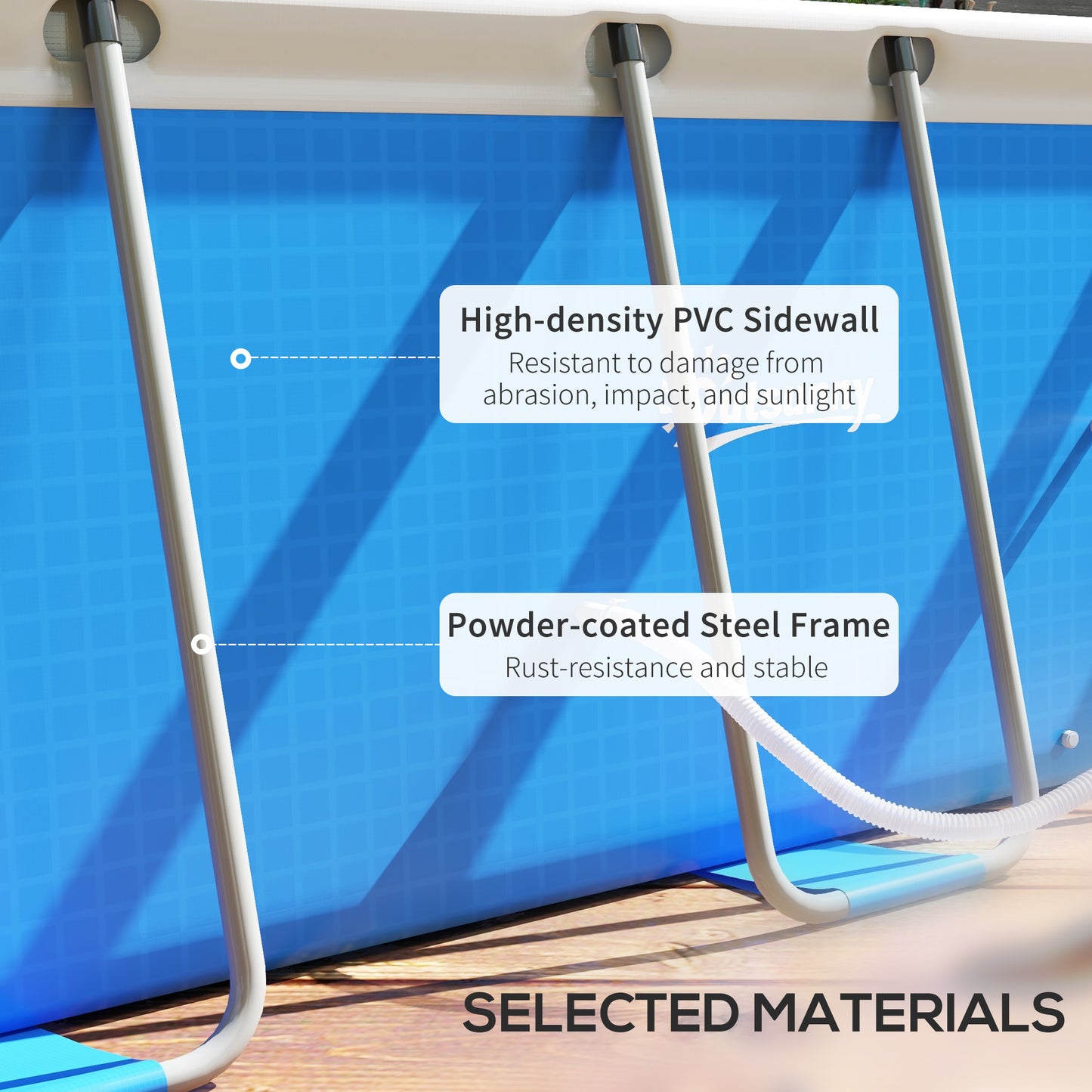 Rectangle Above Ground Swimming Pool with Pump and Ladder, Blue
