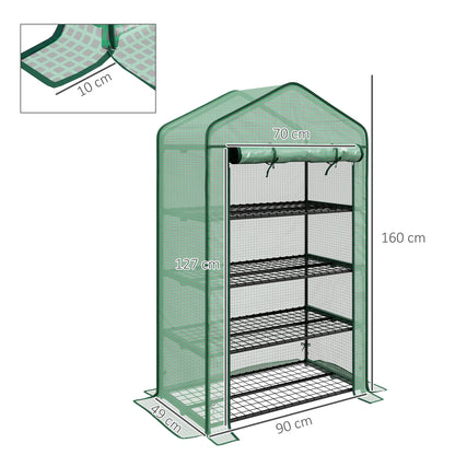 90 x 49 x 160cm Portable Mini Greenhouse with Shelves, Green