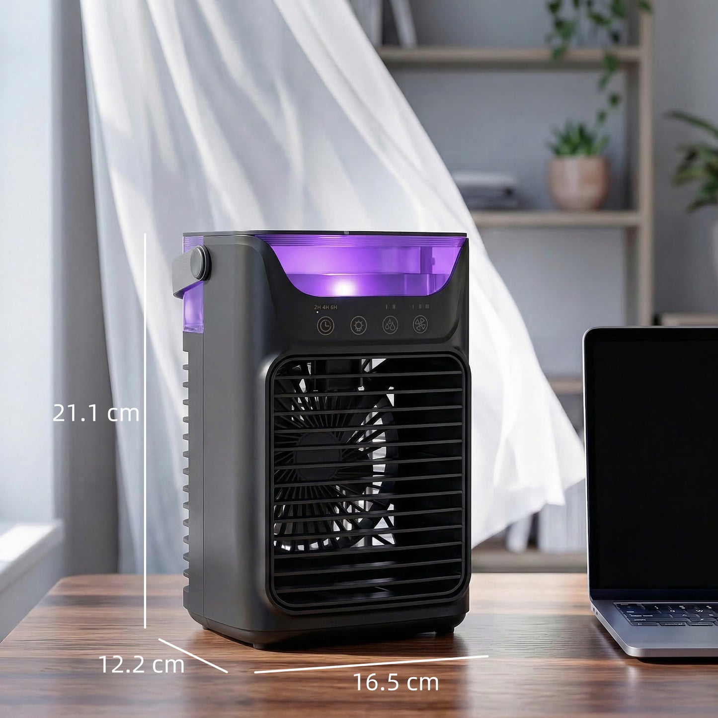 4-in-1 Mini Air Cooler, Portable Air Conditioner for Bedroom, Black