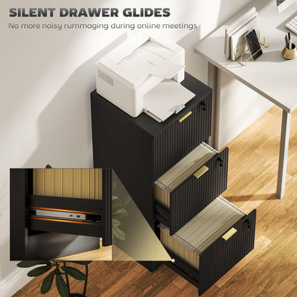 Filing Cabinet, File Cabinet with 3 Lockable Drawers and Hanging Rails