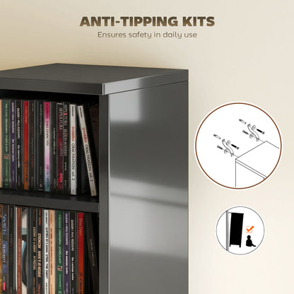 Set of 2 CD Storage Units with Adjustable Shelves, High Gloss Black
