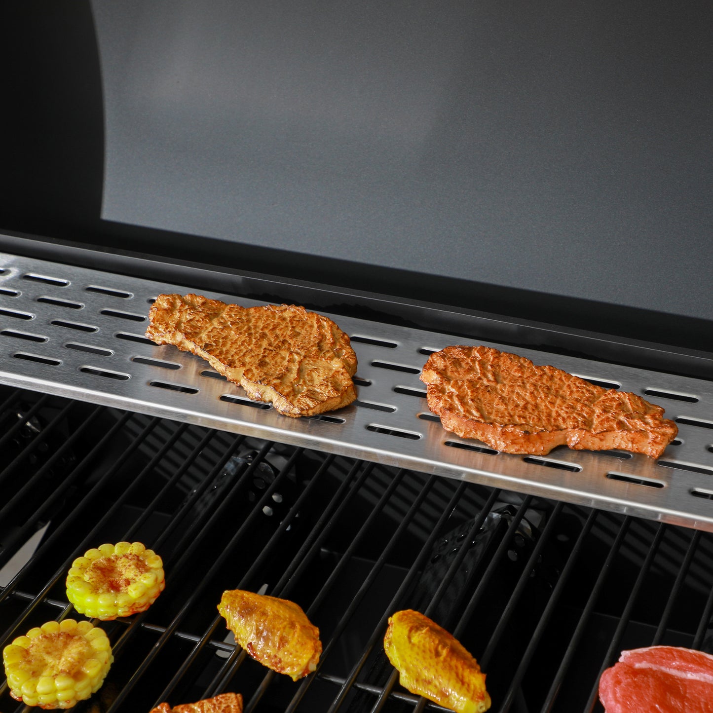 Galvanised Steel 4+1 Gas Burner BBQ Grill Trolley, Black