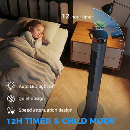Oscillating Tower Fan Remote Control 3 Speed Modes Cooling Machine