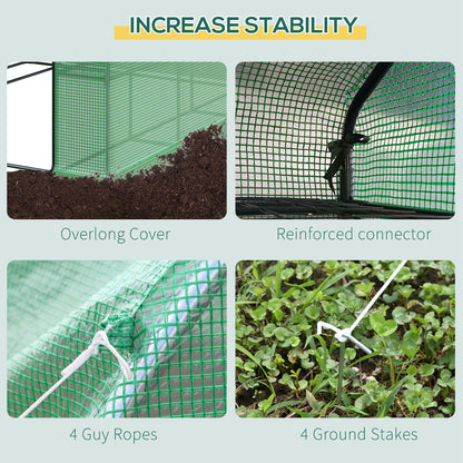Walk-in Greenhouse with 4 Tier 24 Shelves, Portable Grow House with Roll-up Door, 244 x 180 x 210cm, Green