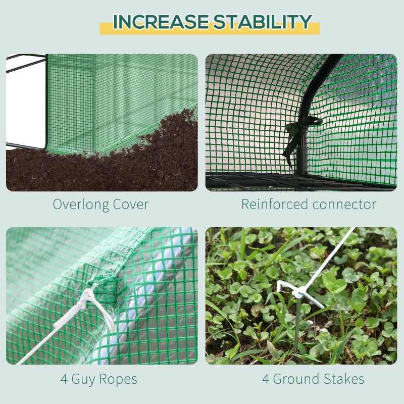 Walk-in Greenhouse with 4 Tier 24 Shelves, Portable Grow House with Roll-up Door, 244 x 180 x 210cm, Green