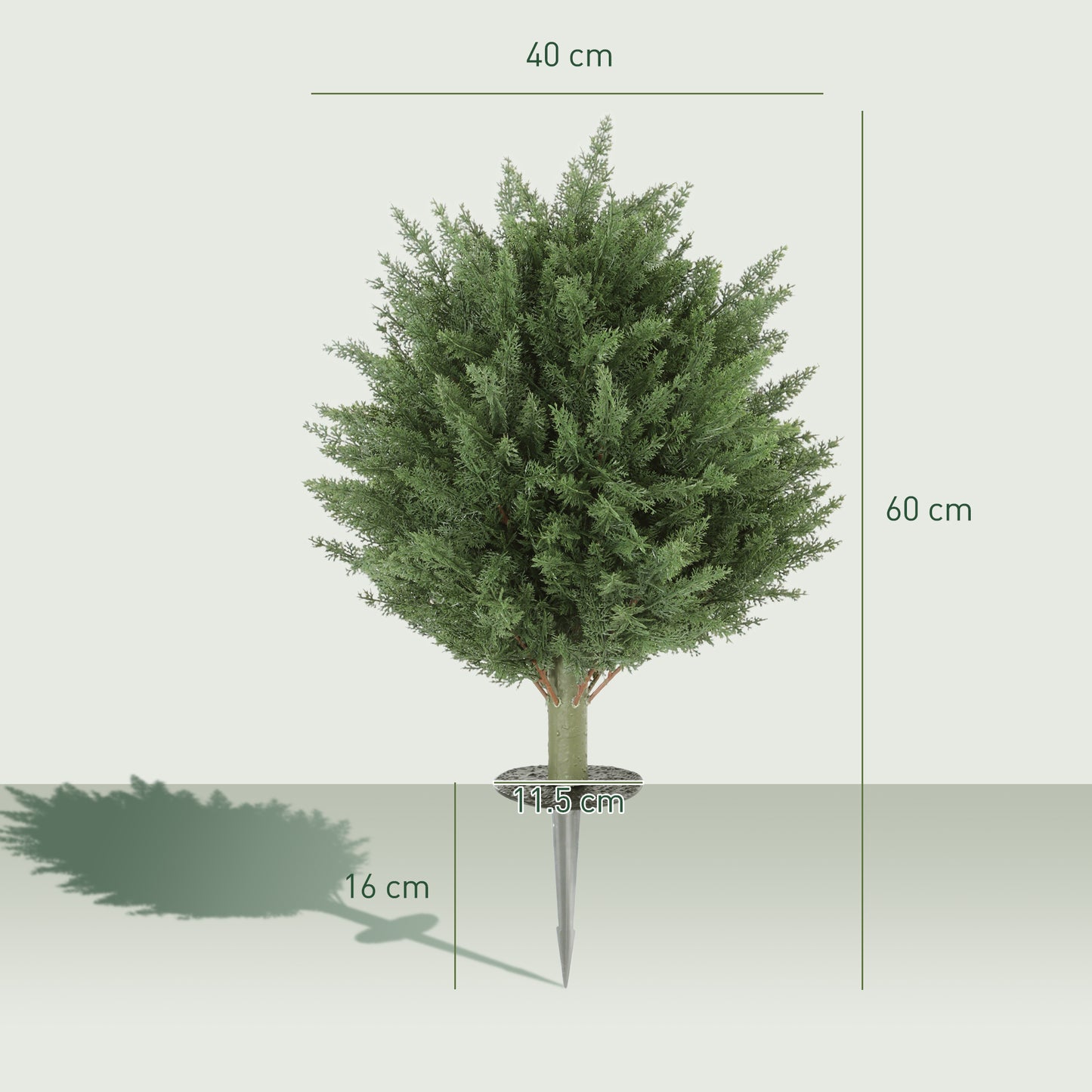 60 cm Artificial Cypress Tree with Ground Stake, Set of 2, Green