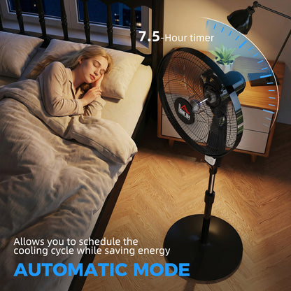 16" Oscillation Cooling Fan with Remote Adjustable Height Black