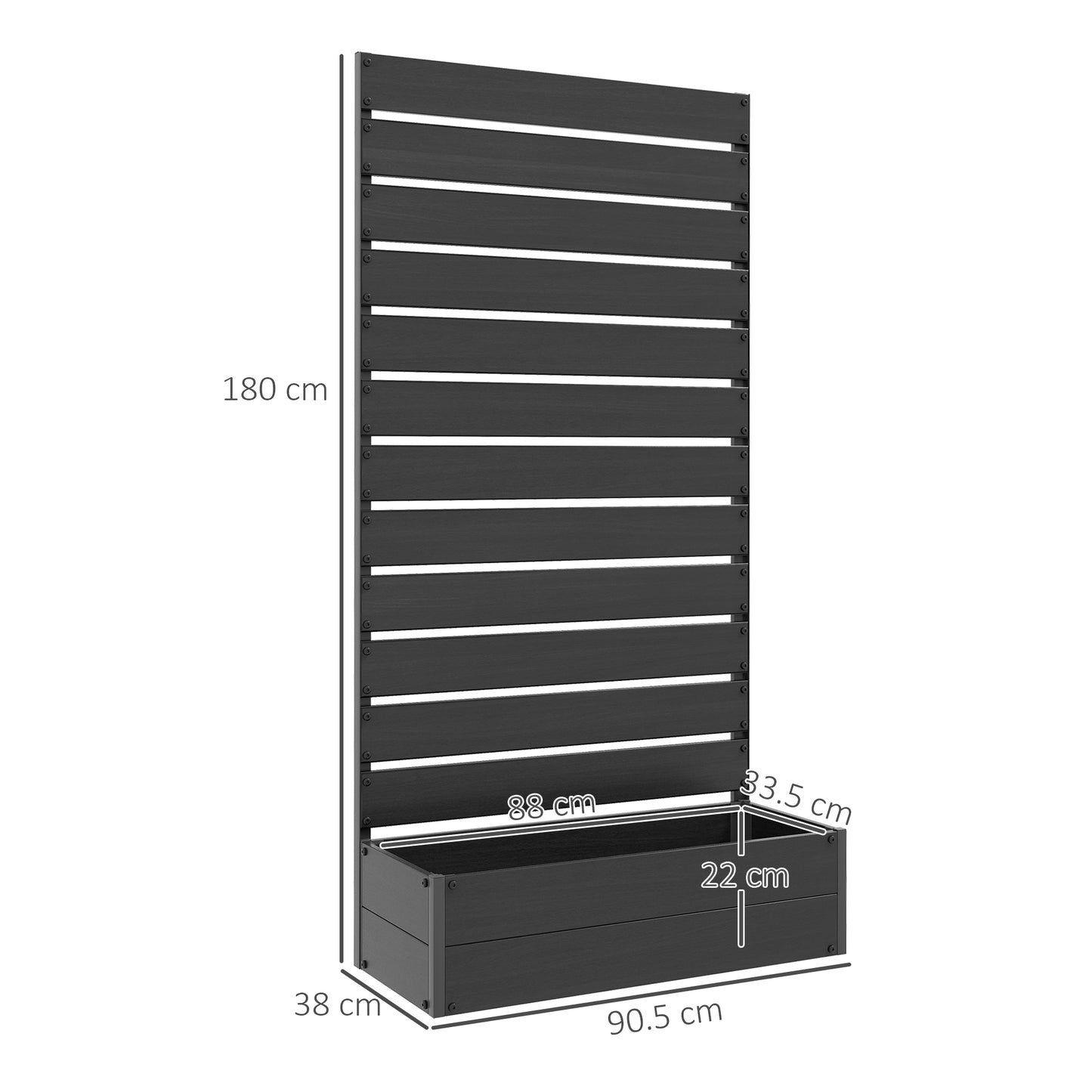 Raised Garden Bed with Trellis Standing Patio Planter Box Black