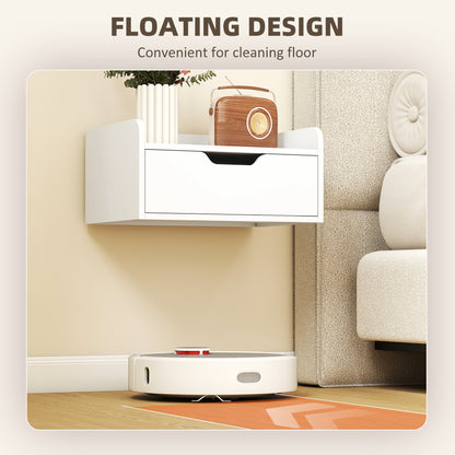 Floating Nightstands Set of 2, Nightstand with Drawer, White
