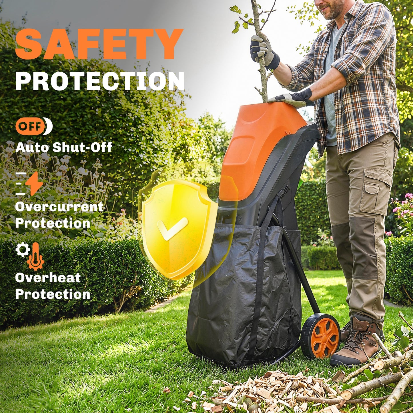 2500W Electric Wood Chipper with 45L Collection Bag