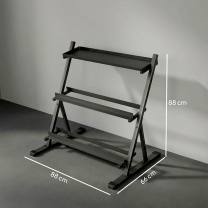 Dumbbell Rack 3-Tier Weight Organiser for Home Gym 200 KG Capacity