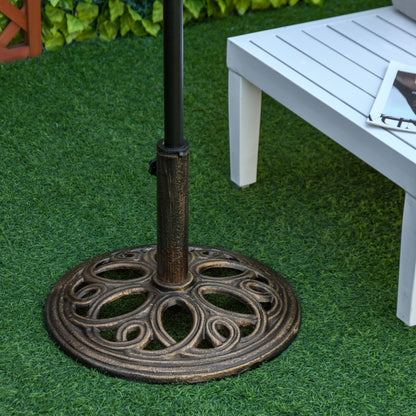 Round Patio Umbrella Base Stand, Umbrella Holder, Bronze Tone