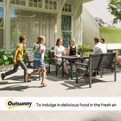 5PC Patio Dining Set Wooden Table and Chairs w/ Umbrella Hole Grey