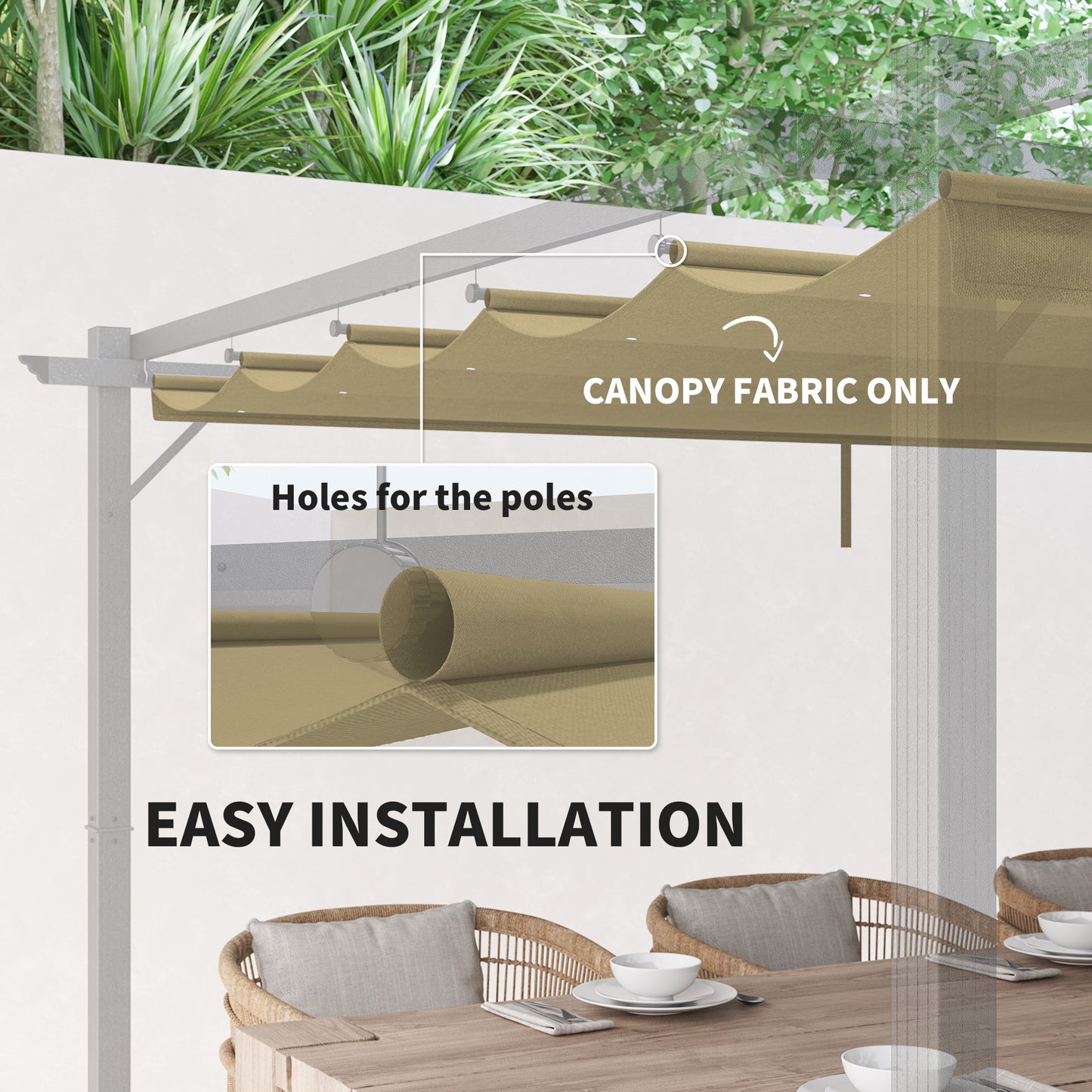 Pergola Shade Cover Replacement Canopy for 4 x 3(m) Pergola, Tan