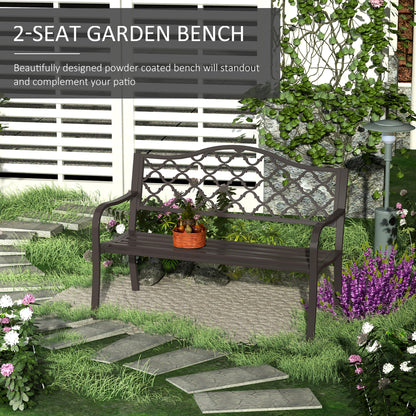 Outdoor Garden Bench Antique Style Cast Iron 2 Seater Patio Porch Park Loveseat Chair Seater - Brown