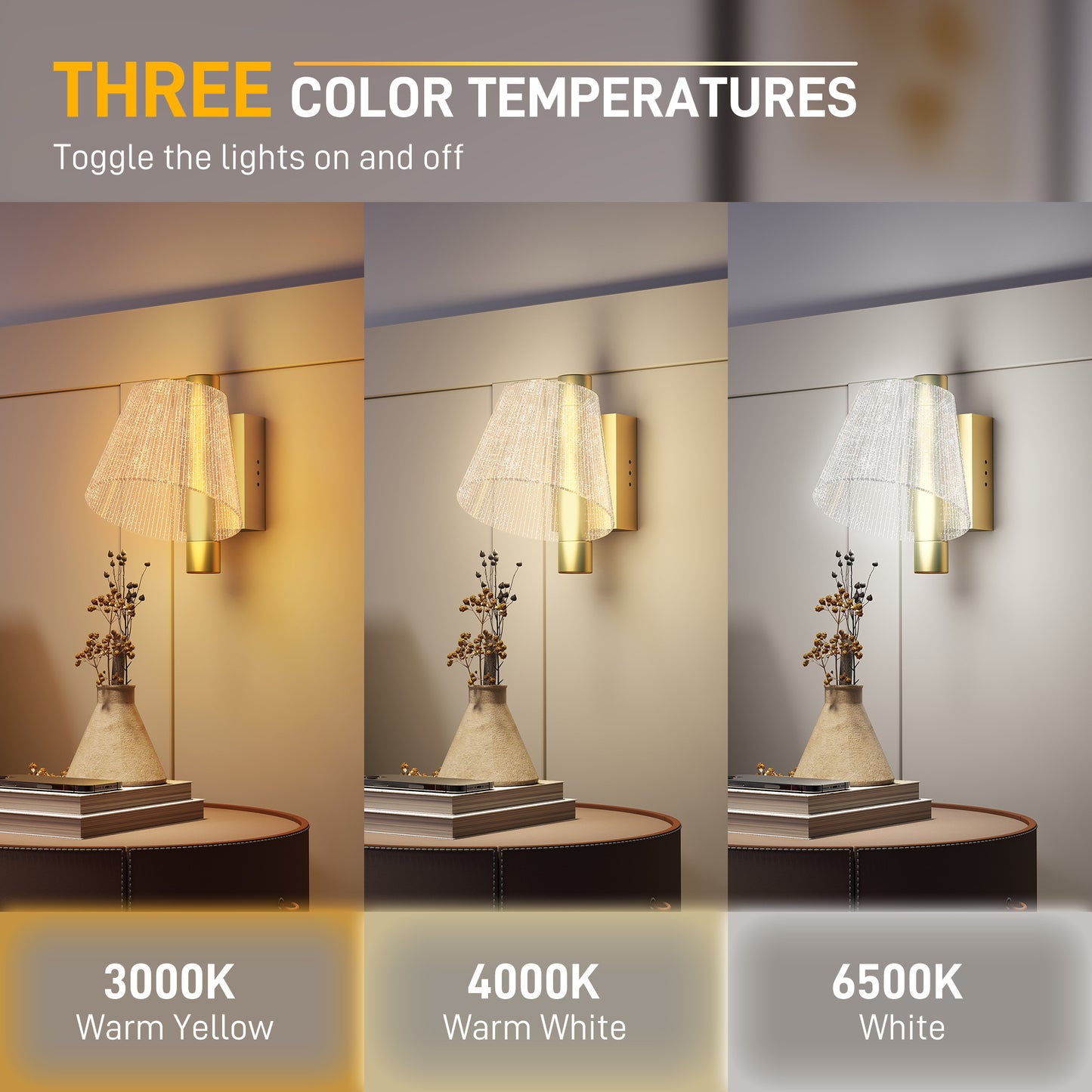 Led Wall Lamp 2 Pack, Modern Indoor Starry Wall Light, Gold
