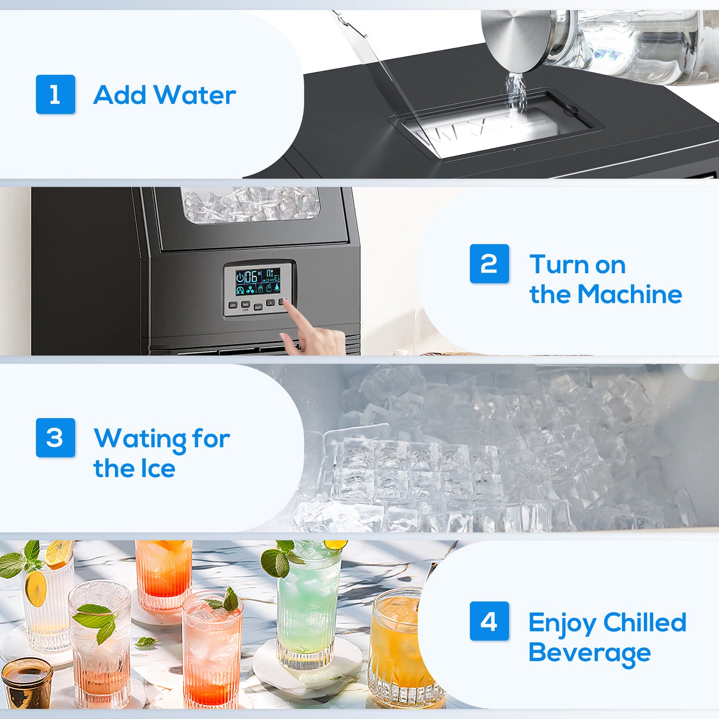 Commercial Ice Maker with 4kg Ice Storage for Home Restaurant