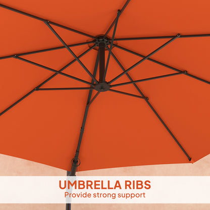 Sun Parasol with Vent, Wall Umbrella for Patio, Garden, Orange