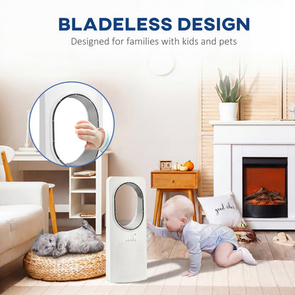 Bladeless Tower Fan with Oscillating, 3 Speeds, 3 Modes, 15H Timer