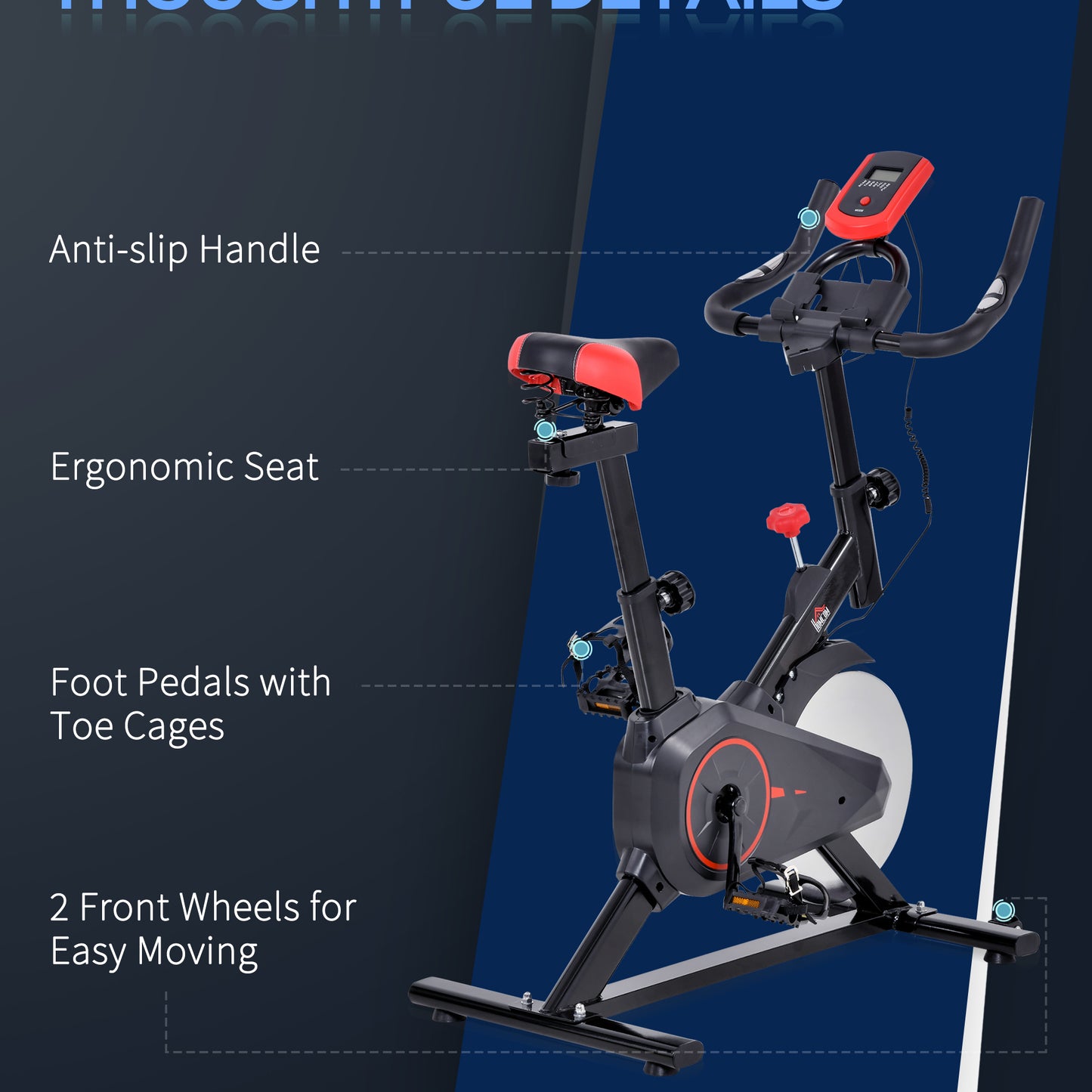 Indoor Exercise Bike with Adjustable Height, Resistance