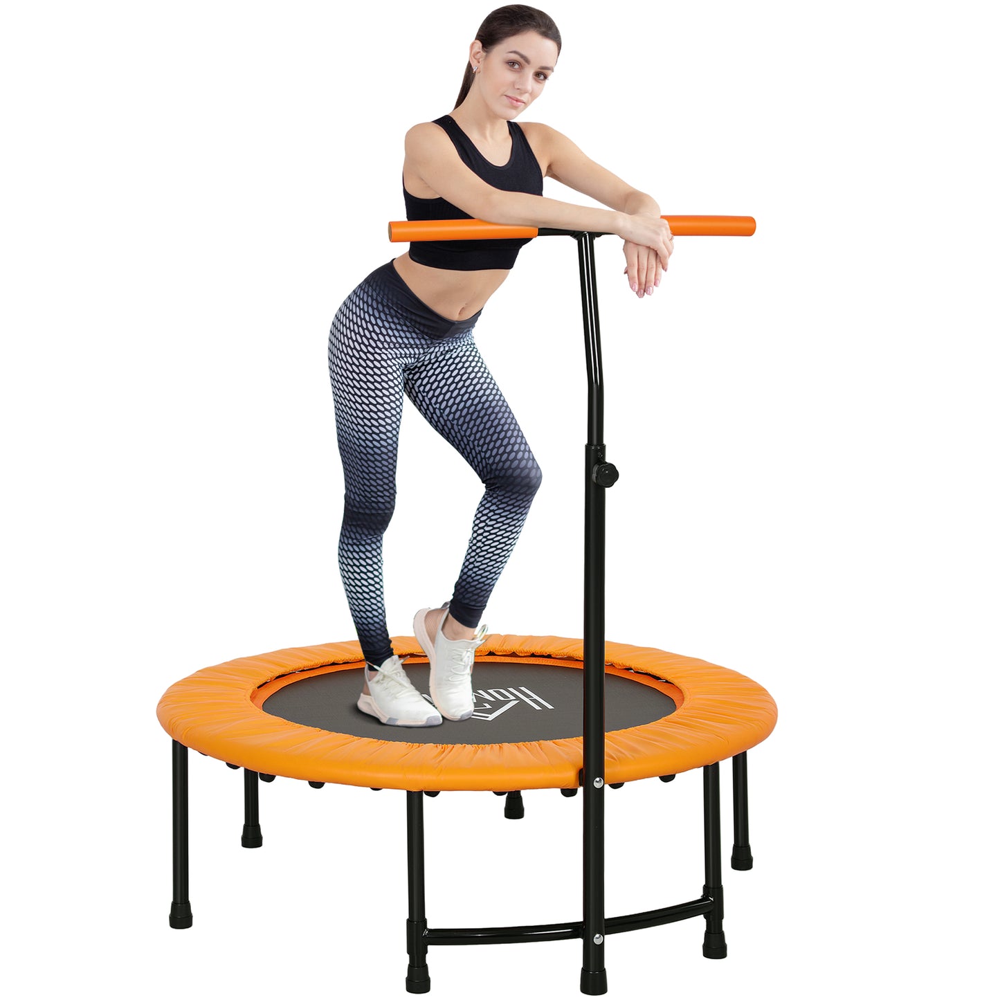 40'' Mini Trampoline Adult Rebounder Jumper w/ Handle Fitness Orange