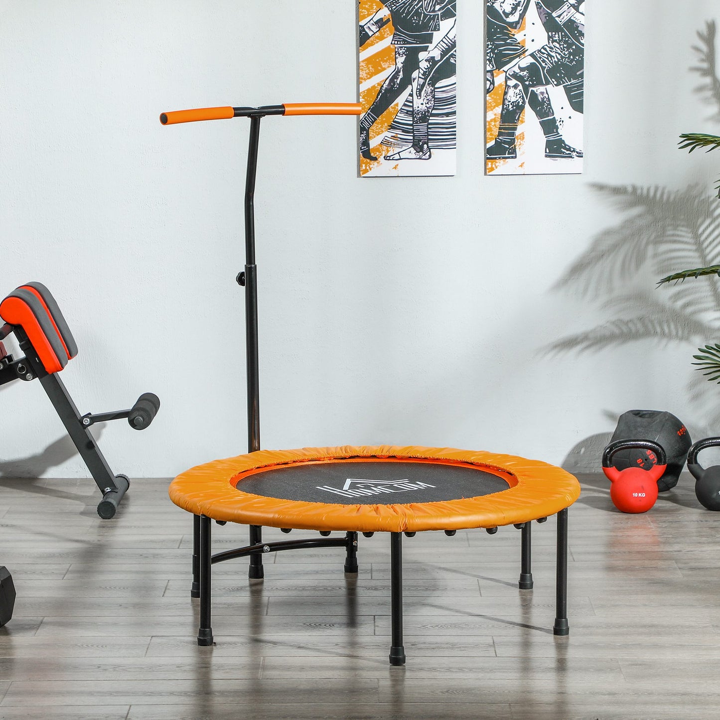 40'' Mini Trampoline Adult Rebounder Jumper w/ Handle Fitness Orange