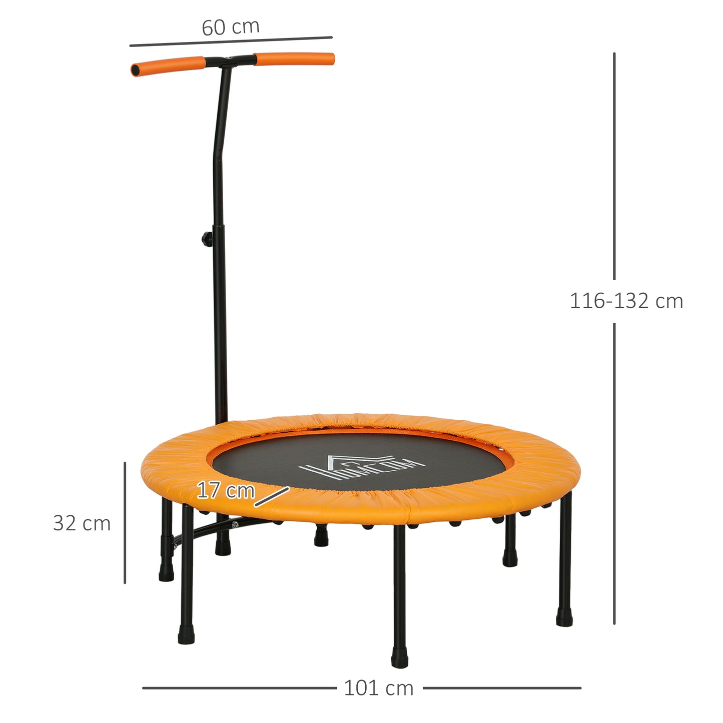 40'' Mini Trampoline Adult Rebounder Jumper w/ Handle Fitness Orange