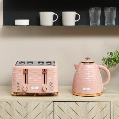 Kettle and Toaster Set 1.7L Kettle & 4 Slice Toaster, Light Pink