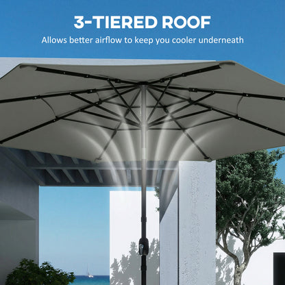 Garden Parasol, Outdoor Umbrella with Tilt Function, Grey