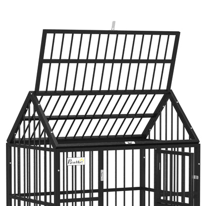 43" Heavy Duty Dog Crate on Wheels w/ Removable Tray, Openable Top