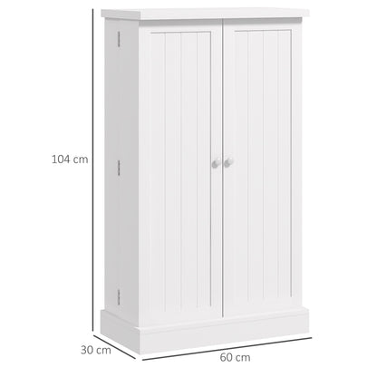 Kitchen Cupboard with Double Doors, 5-Tier Shelf, 12 Spice Racks, White