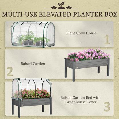 Raised Garden Bed w/ PE Cover, Use for Patio, Garden, Dark Grey